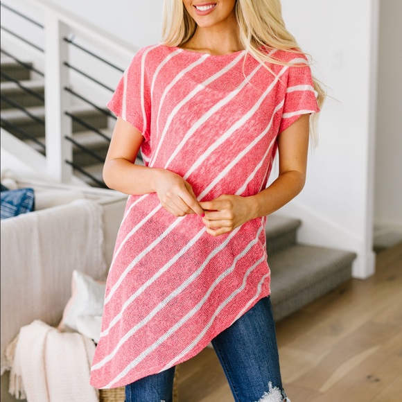 Slanted Stripe Knit Top - Picture 3 of 9